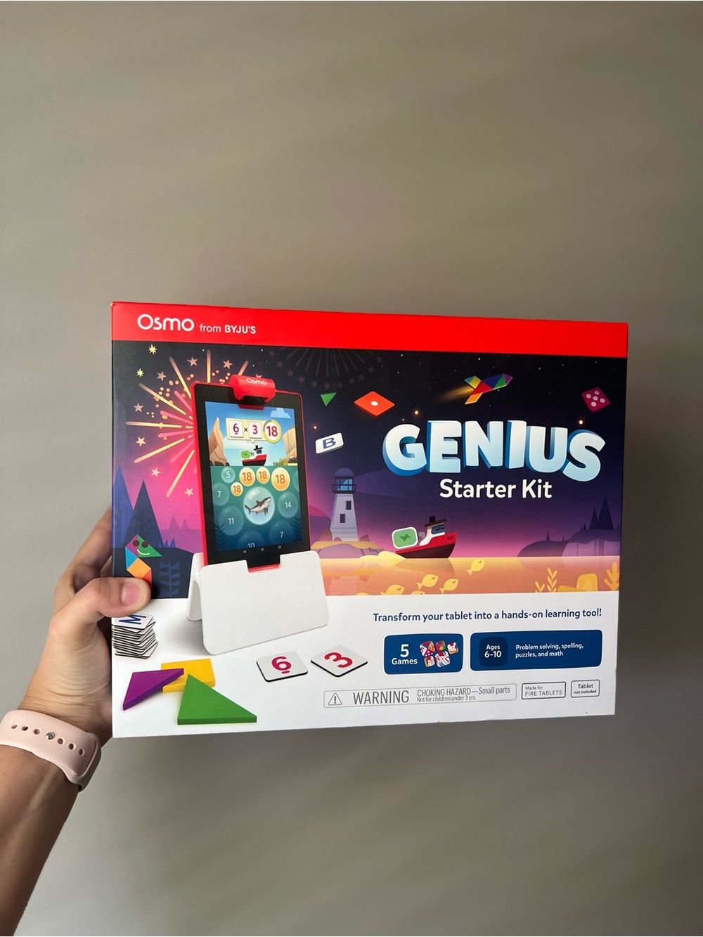Osmo Genius Kit, Ages 6-10, Spelling, Math & Creativity Games, Fire Tablet